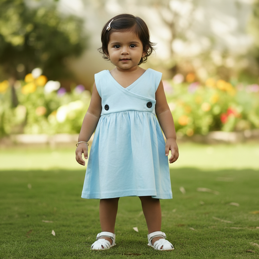 Button Frock - Light Blue