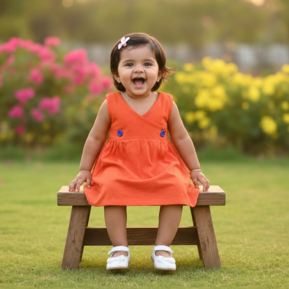 Button Frock - Red
