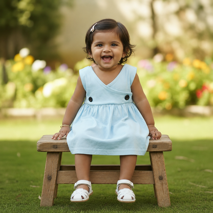 Button Frock - Light Blue
