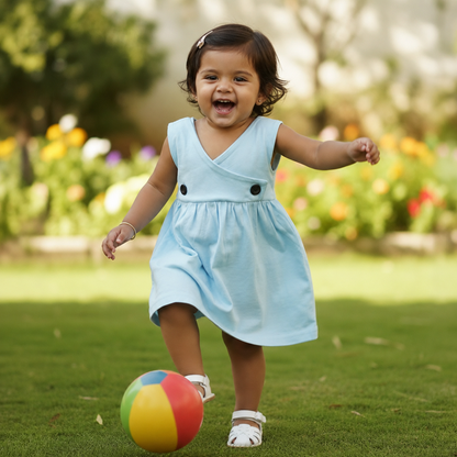 Button Frock - Light Blue