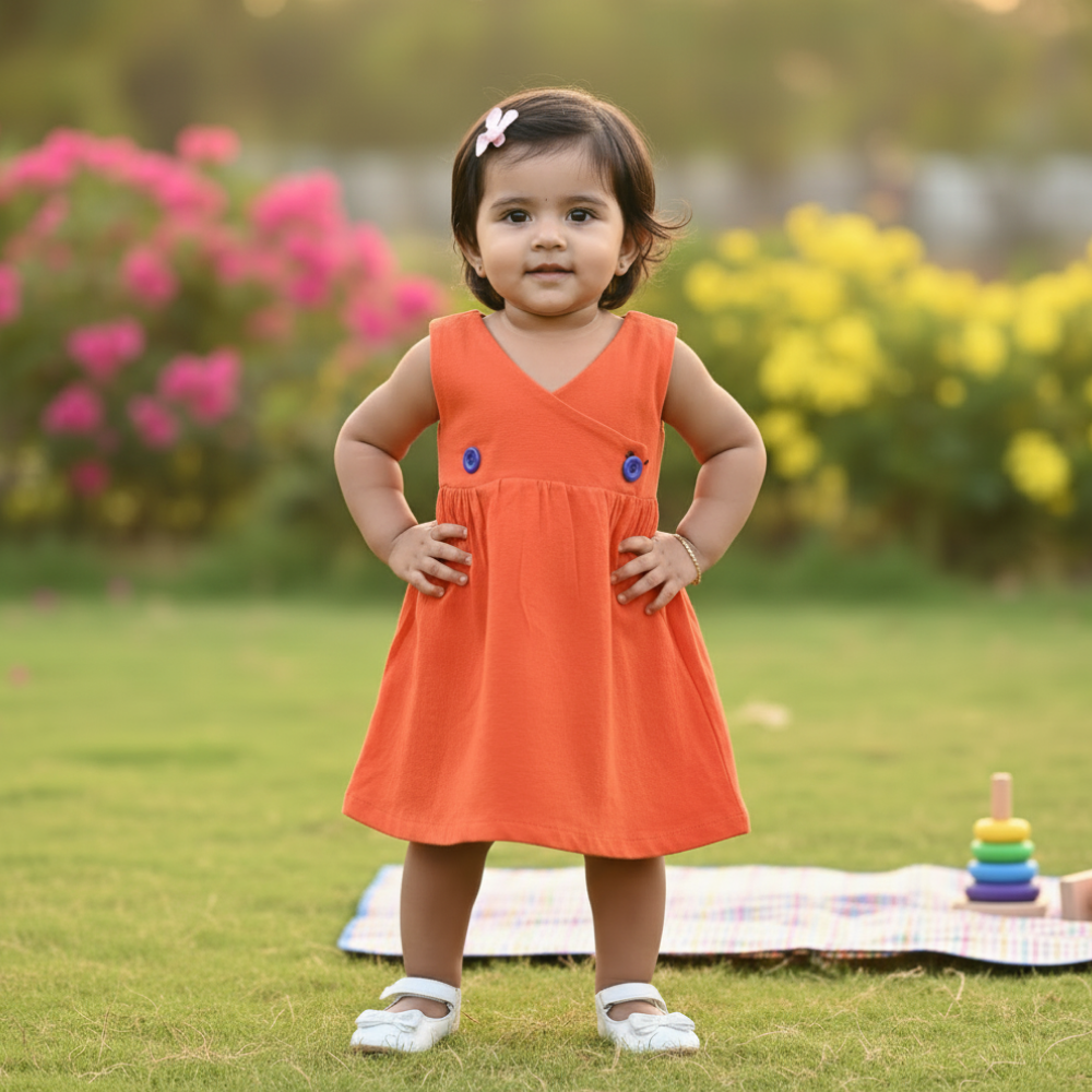 Button Frock - Red