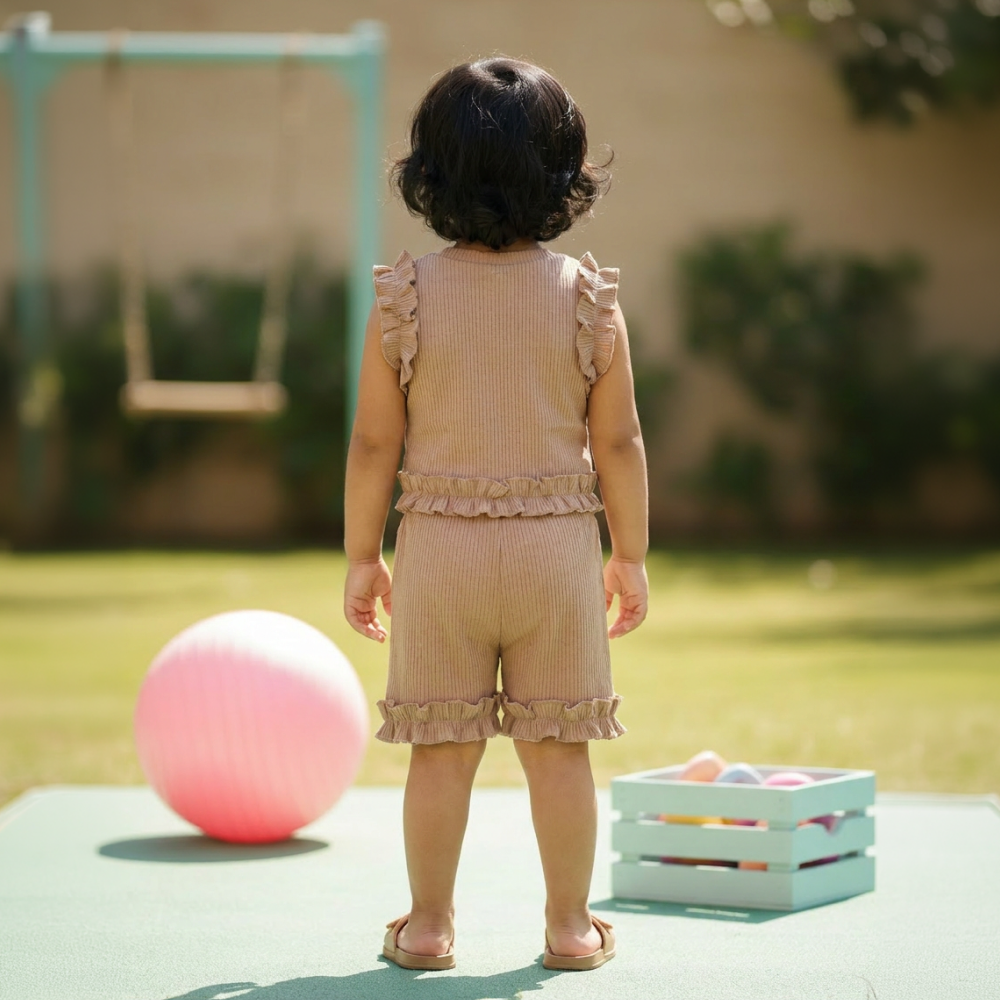 Berry Frill Coord Set - Brown