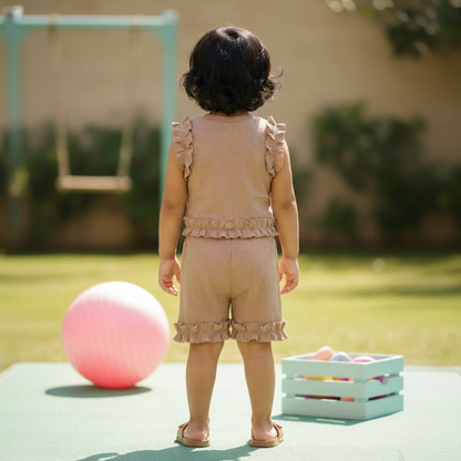 Berry Frill Coord Set - Brown