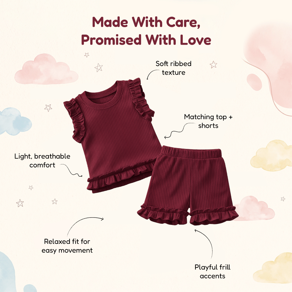 Berry Frill Coord Set - Maroon
