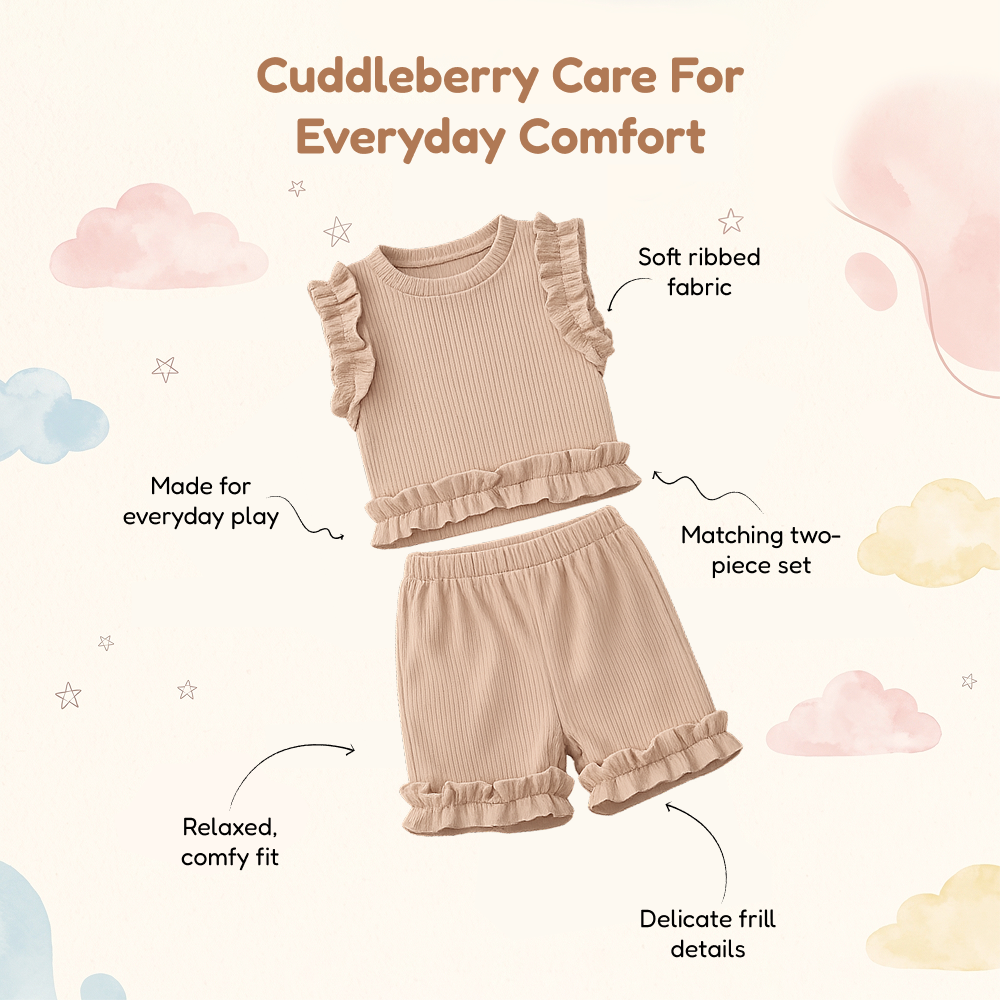 Berry Frill Coord Set - Brown
