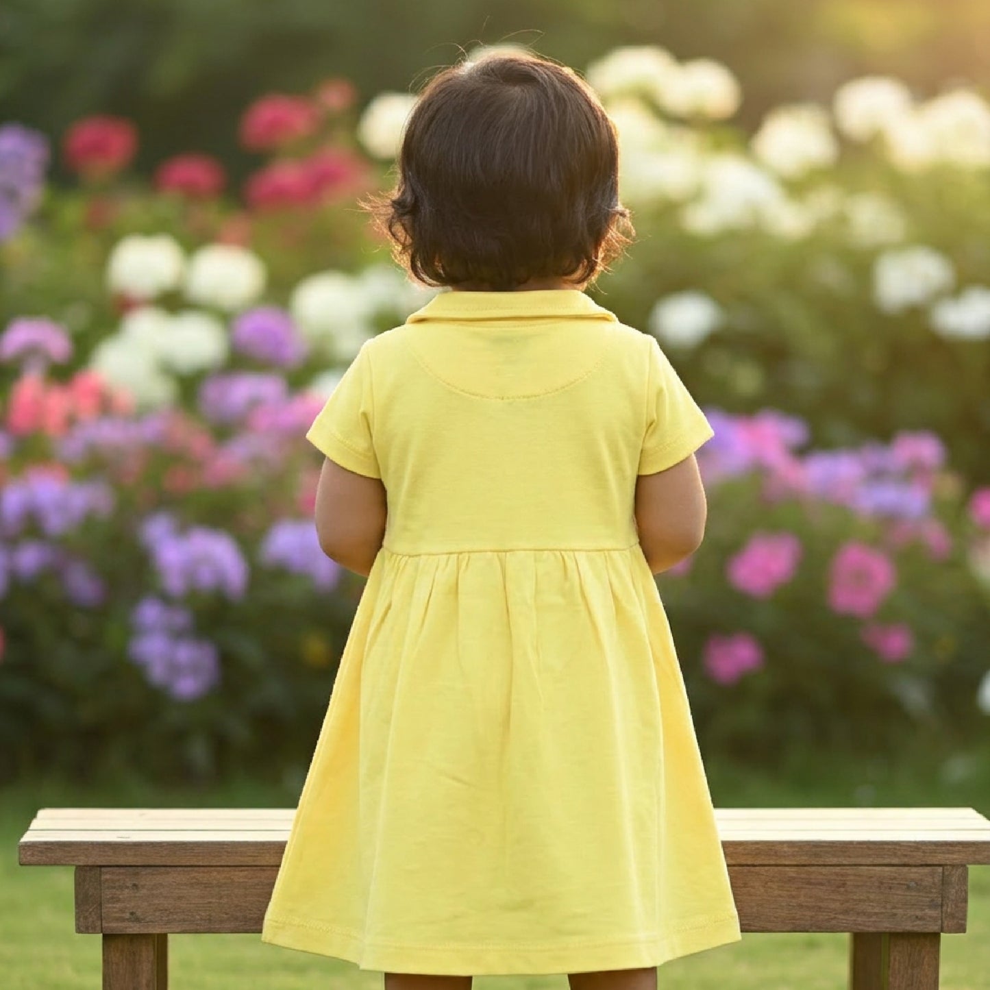 Teddy Collar Frock - Yellow