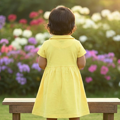 Teddy Collar Frock - Yellow