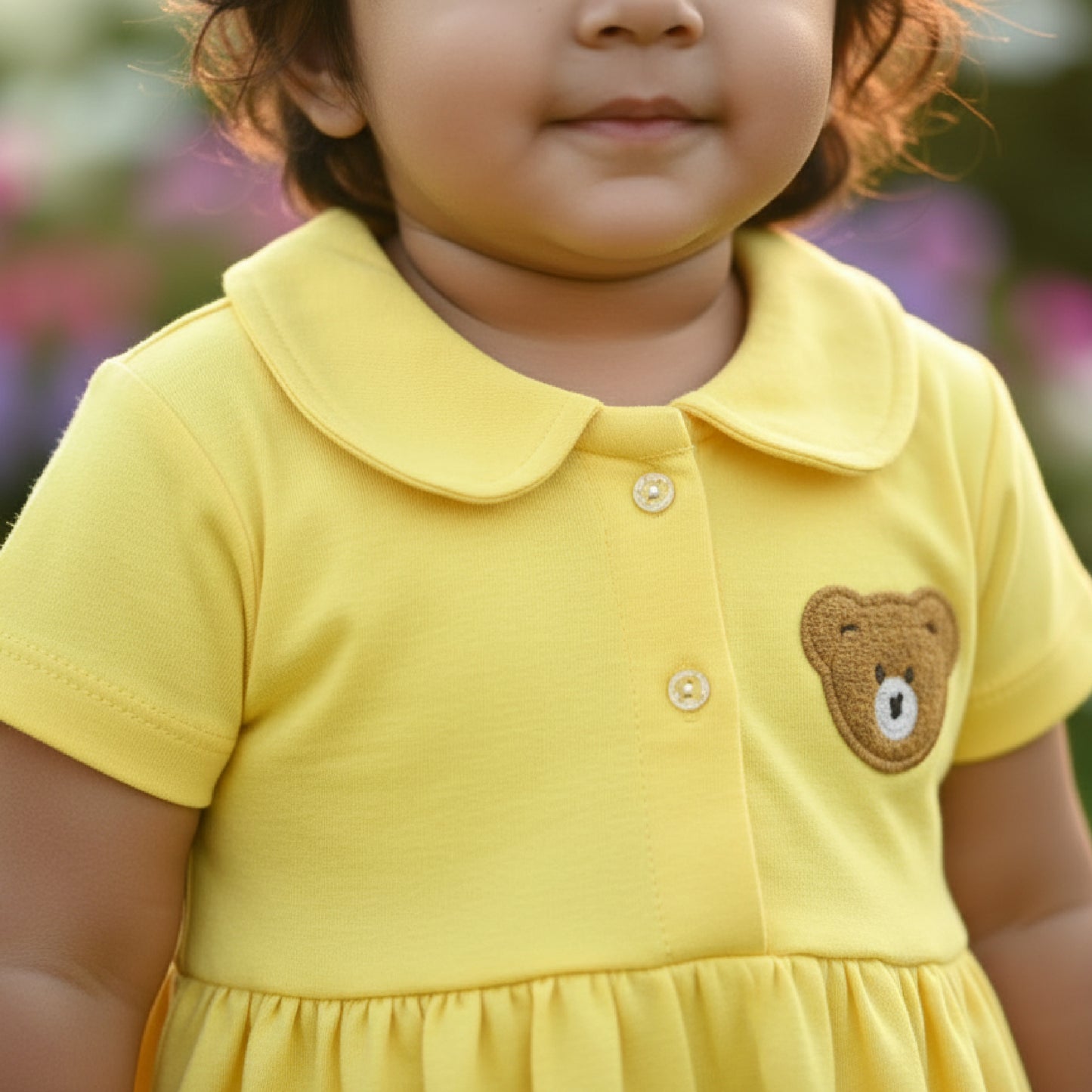 Teddy Collar Frock - Yellow