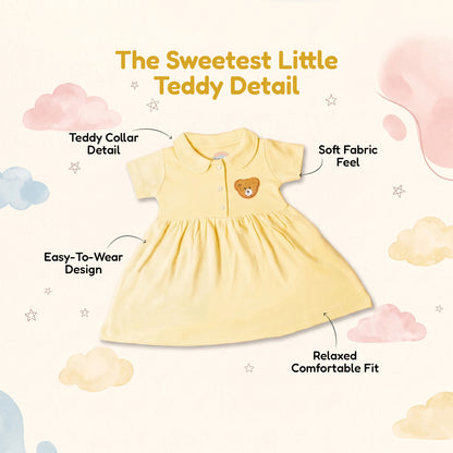 Teddy Collar Frock - Yellow