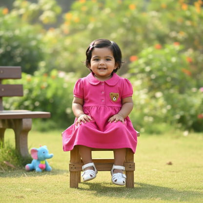 Teddy Collar Frock - Pink