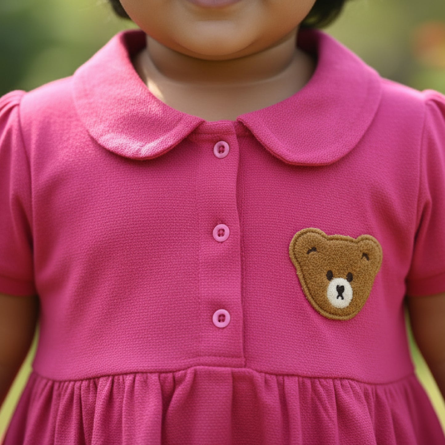 Teddy Collar Frock - Pink