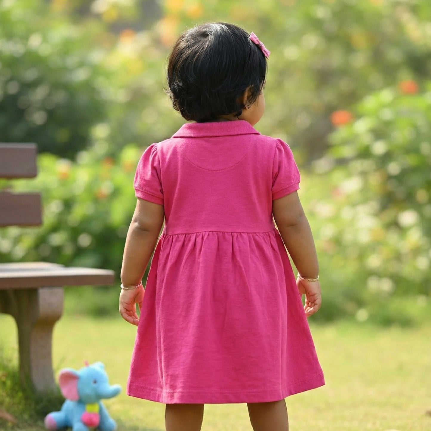 Teddy Collar Frock - Pink